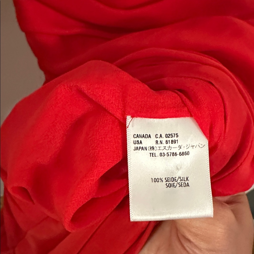 Escada Ruched Silk Off Shoulder Dress (36) - Picture 4 of 5